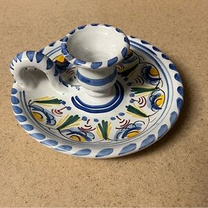 Vintage De La Cal Barreira Pottery Candle Holder Puente Spain